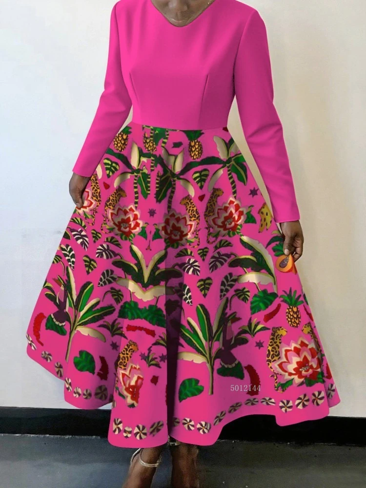 Autunno Inverno Africa Abbigliamento Abito a maniche lunghe Abiti africani per le donne Abito da sera sottile da donna da ufficio con o-collo sexy