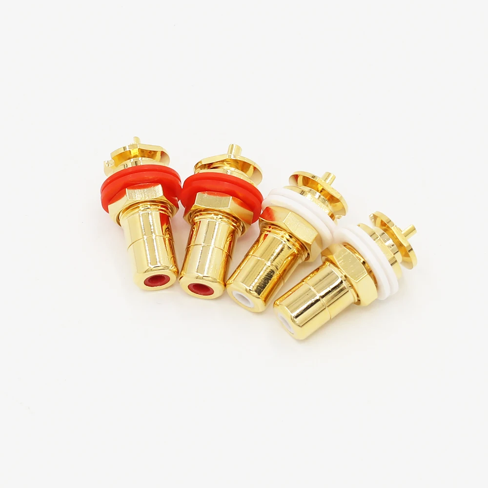 4 pezzi Audiocrast placcato argento placcato oro RCA Phono Chassis montaggio a pannello adattatore presa femmina HIFI presa RCA adattatore JACK RCA