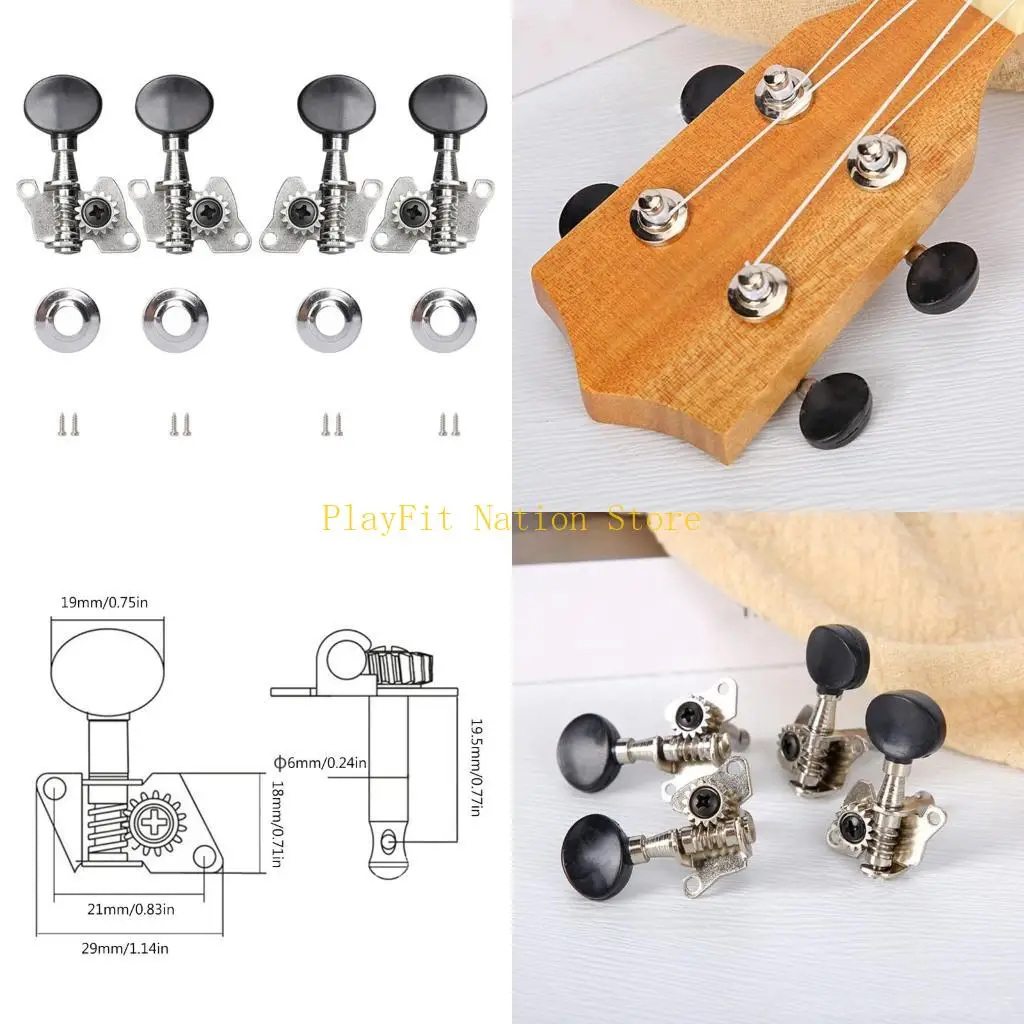 

242F Classical Ukulele Tuning Peg 2L + 2R Tuners Opened Machine Heads Knobs