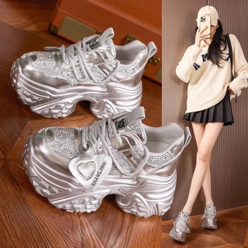 

Женские туфли для папы на толстой подошве, осень 2021, новая мода и универсальная сетчатая обувь для спорта и отдыха для женщин