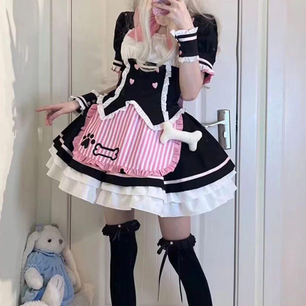 الزائفة كوس الملابس خادمة الملابس مجموعة كبيرة الحجم لوليتا خفيفة ناضجة خادمة اليابانية لطيف الملابس النسائية رئيس يوميا