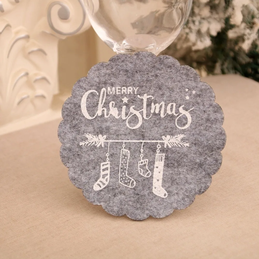 3Pcs Christmas Wine Tea Cup Mat Xmas Tree Elf Drink Coasters Dinner Table Accessory Christmas Decoration Dish Tray Pad