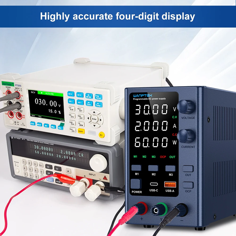 Einstellbares DC-Labornetzteil mit 4 Positionen, 30V 5A, 30V 10A, 220V/115V AC-Schaltwandler, USB/Tape-C-Schnellladung – Detail 17