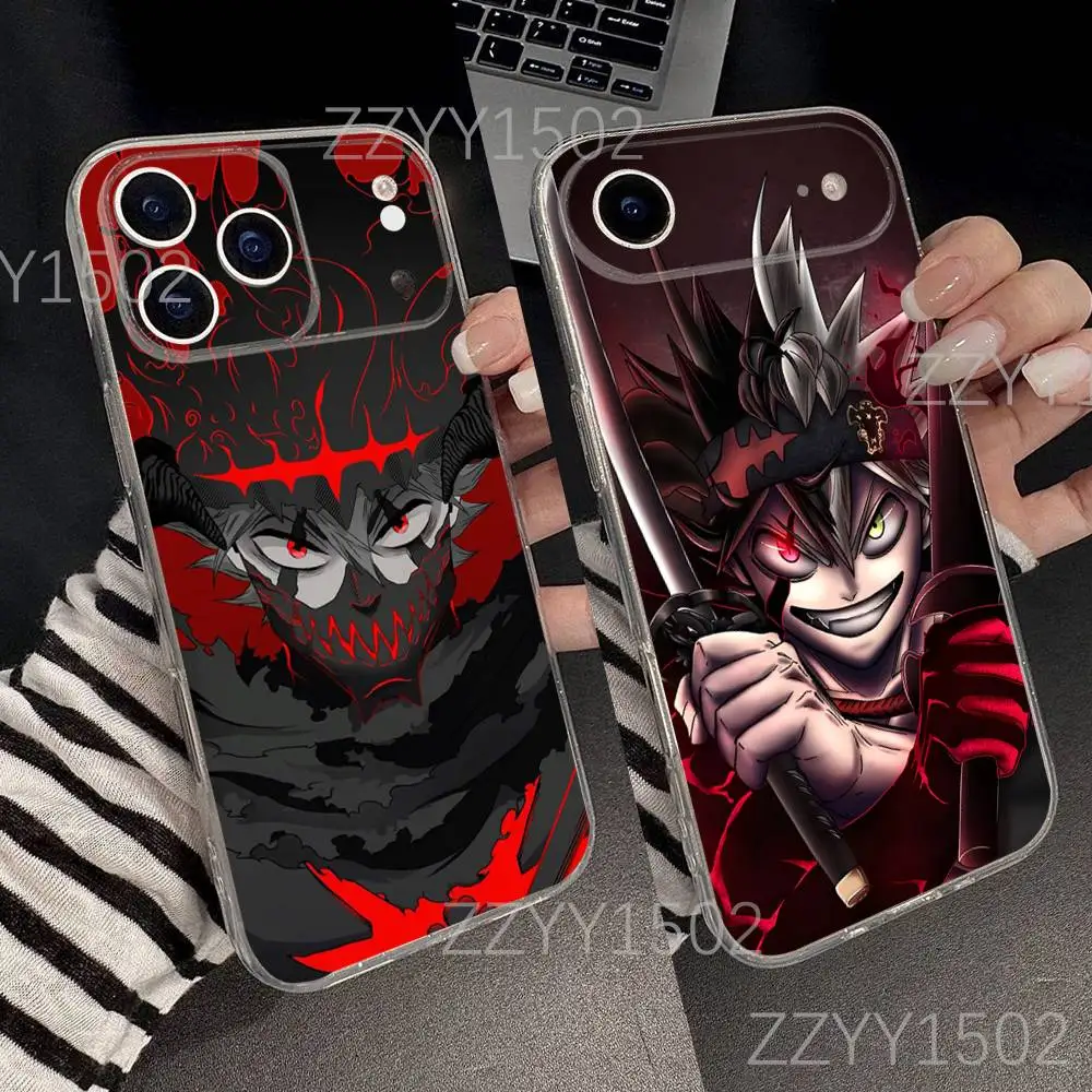 

B-Black Clover Asta Phone Case For iPhone 17,16,15,14,13,12,11 Pro,Max,Plus,X,XS,XR,SE4,E Mini Transparent Soft