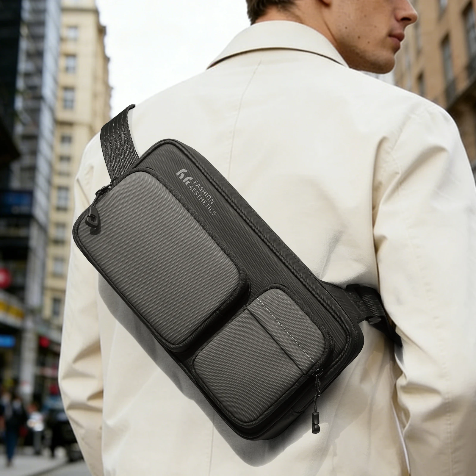 Obrázek 4: HK lehoučké crossbody brašna pro muži vodotěsný bedra kurýr brašna kompatibilní s kapesní hra konzole cestovní komora pouch