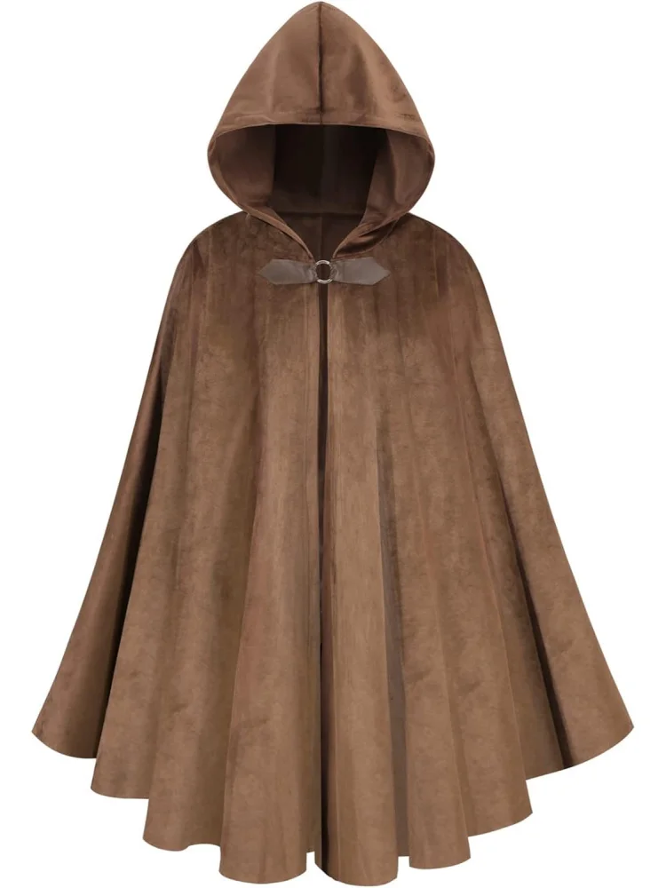 Renaissance Hooded Cape Velvet Cloak Victorian Capelet Medieval Hobbit Gothic Halloween Cosplay Costume