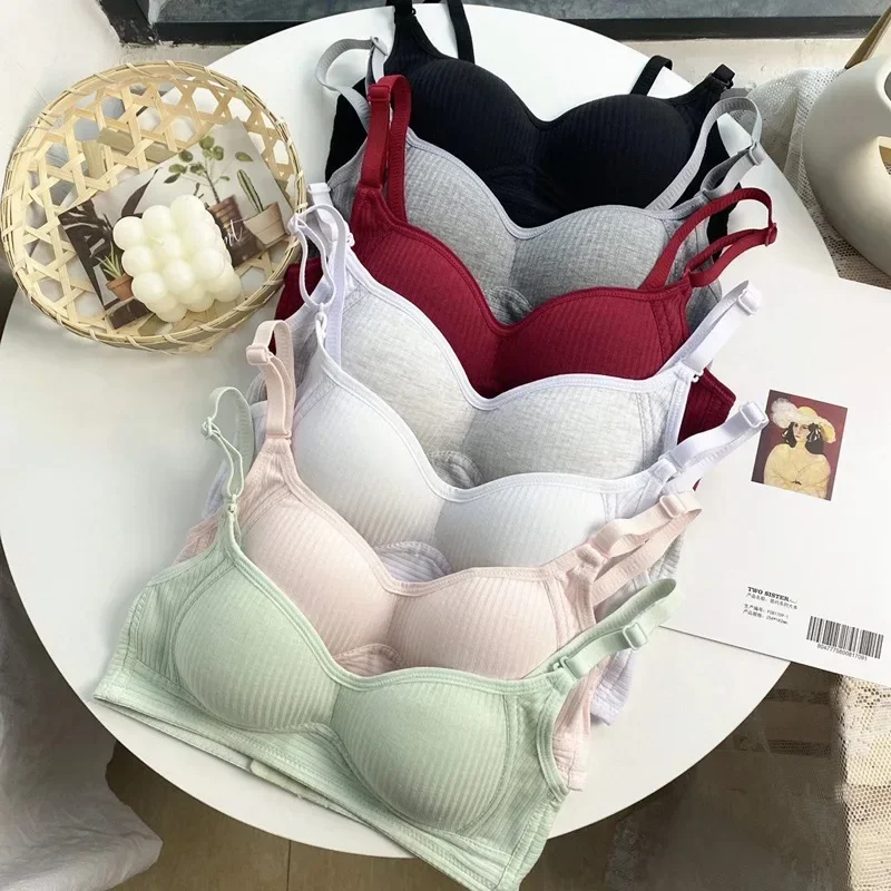 Women Seamleass Bra Cotton Underwear Woman Summer Thin AB Cup Bra Wireless Push Up Comfort V Brassiere Push Up Lingerie Bralette