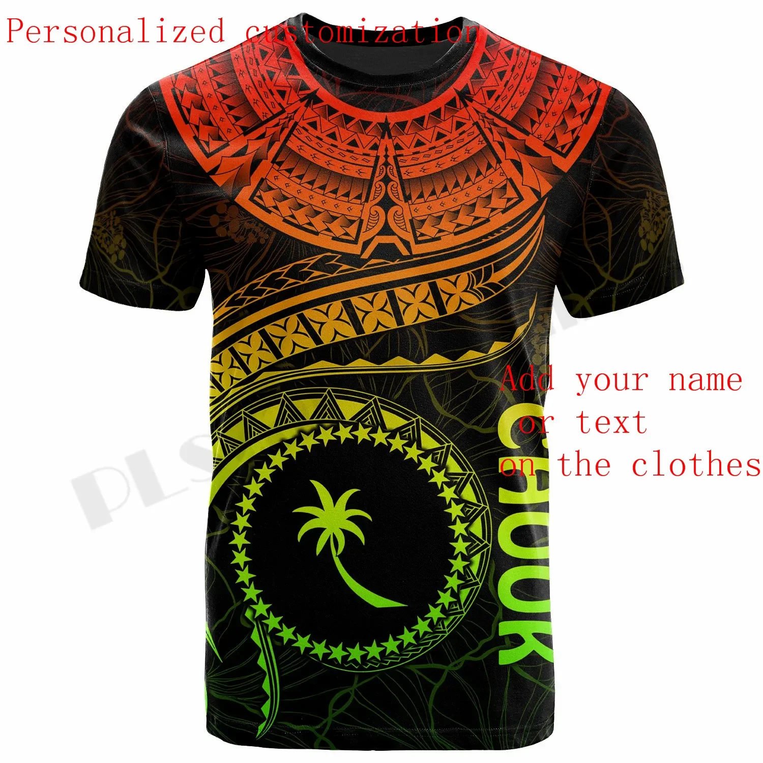 Custom Gepersonaliseerde 3Dprint Tribal Cultuur Chuuk Kosrae Pohnpei Polynesische Diy Naam/Tekst Man/Vrouw T-shirts Korte Mouw stijl-1