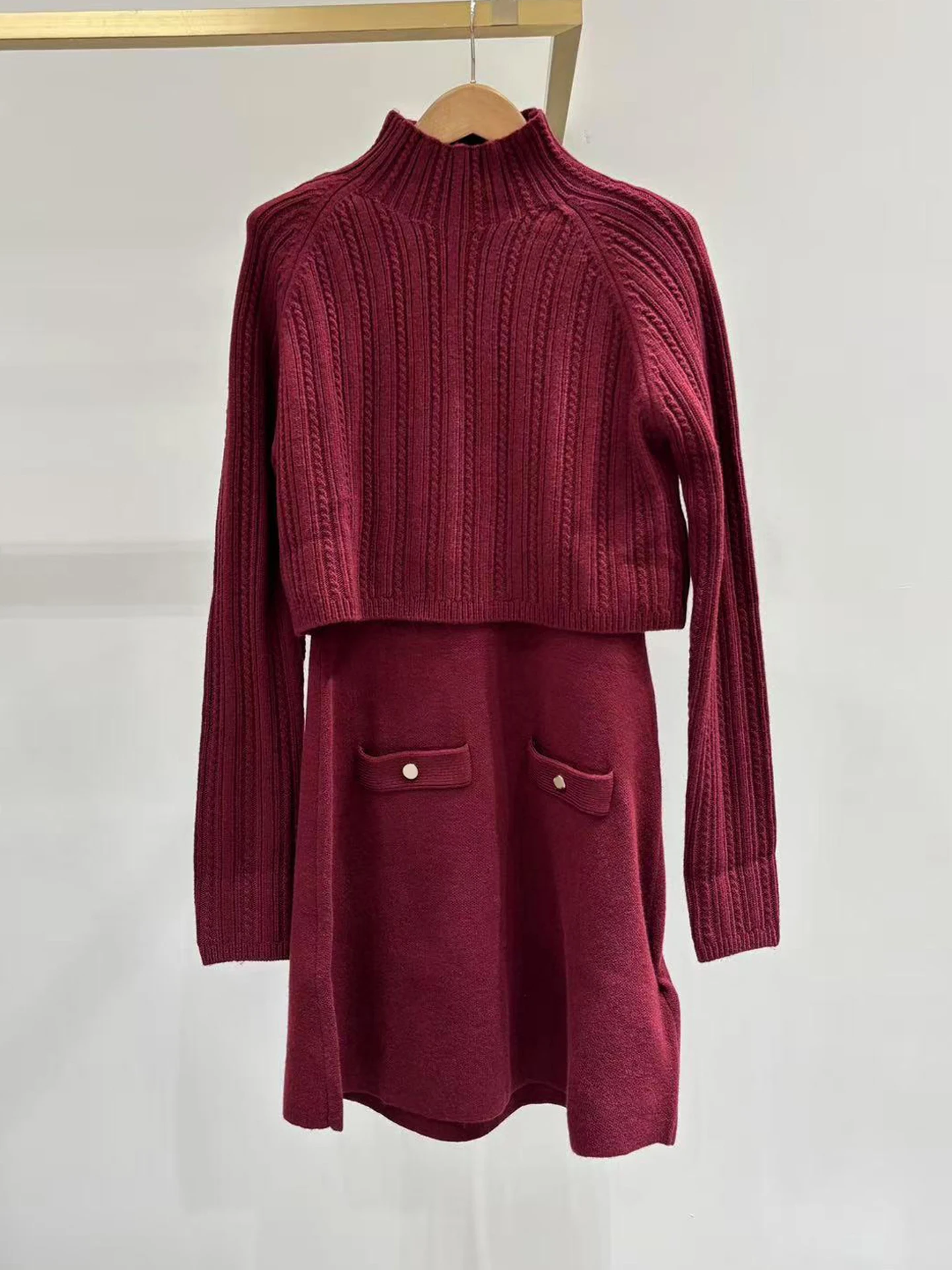 M Home Nan You High End Faion gebreide top voor dames ort Dr-set Hoge kraag Herfstcollectie Comfortabele polyestervezel