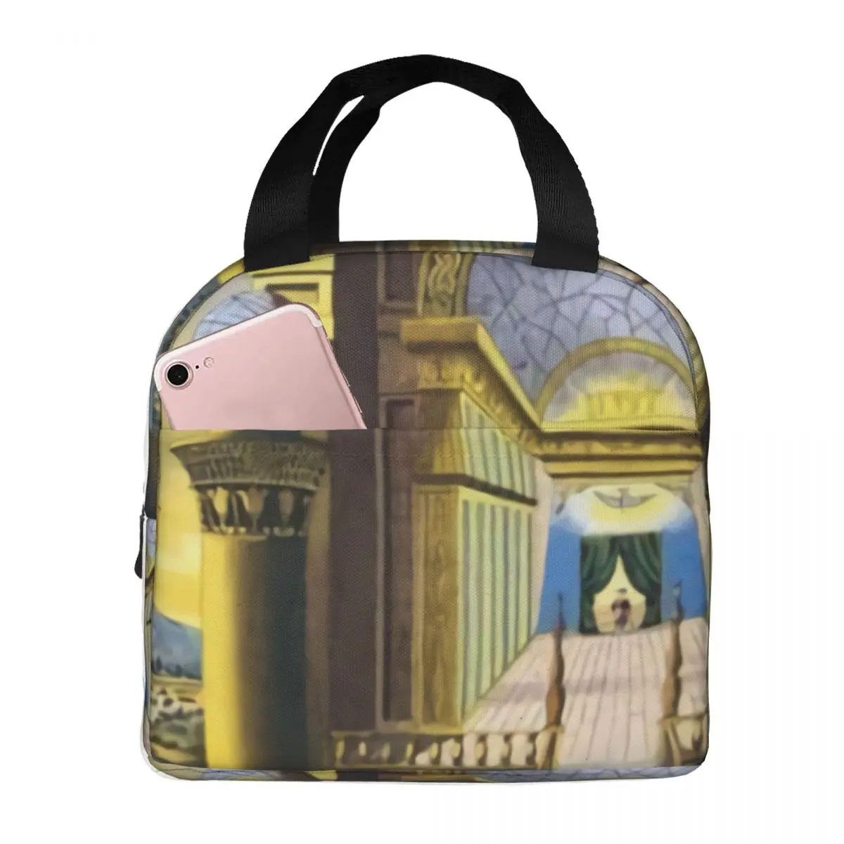 Rare Fellowcraft 2nd Degree Masonic Symbol Portable Lunch Box Women Multifunction Thermal Cooler Food Insulated Lunch Bag