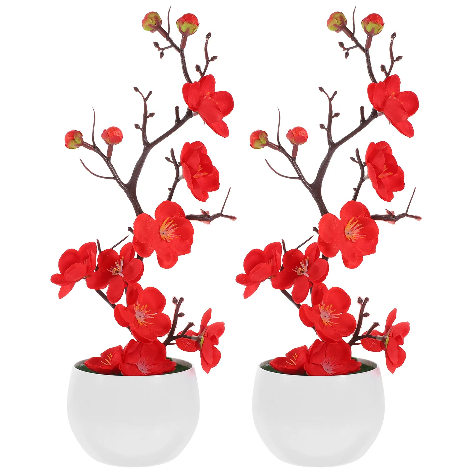 

2Pcs False Potted Flower Bonsai Small Size Light Weight Good Decorative Effect for Various Places Artificial Potted Flower