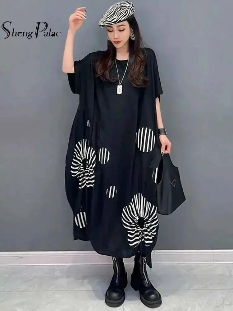 SHENGPALAE-Parche sensorial para vestido de mujer, ropa informal, suelta, adelgazante, para Primavera, 2024