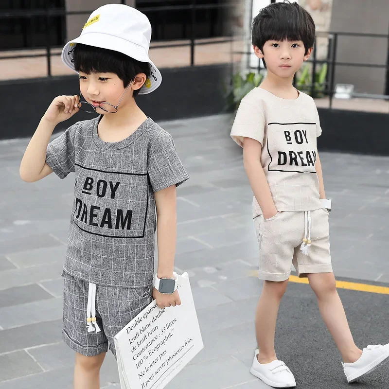 

Kids Sets Boys Summer New Children Short Sleeved T Shirt +pant Two Sets of Children's Sport Suit 5-14 Ages Clothing 10 12 Year