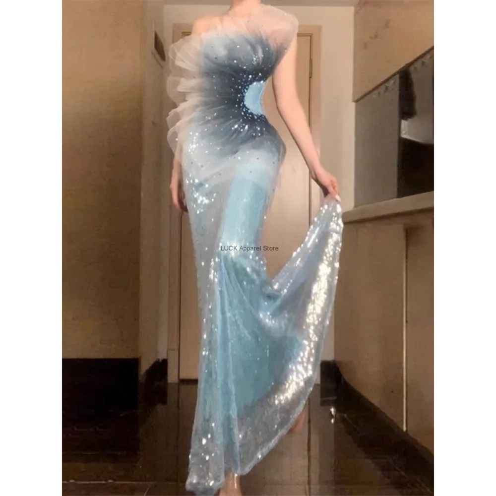 

Engagement Dress Light Luxury Niche High-end Morning Gown Bride Mermaid Princess Dress Three-dimensional Mesh Sequin Strapless