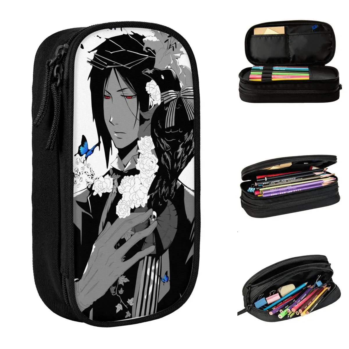 

Себастьян Михаэлис Черный дворецкий пенал забавный аниме держатель для ручек сумки студенческий большой емкости офисный пенал на молнии