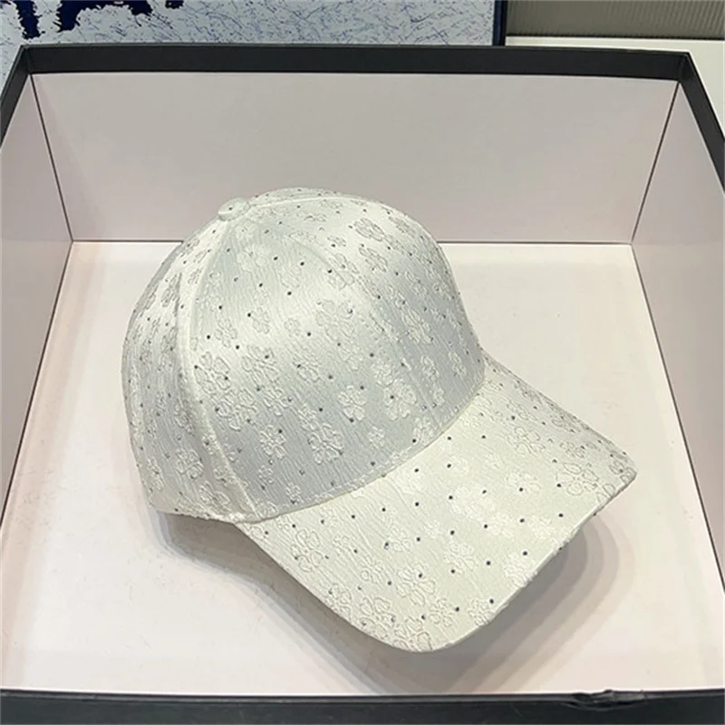 

Summer Women Water Diamonds Baseball Cap Flower Embroidery Hats Female Snapback Fashion Designer Sun Hat Hip Hop Y2k Caps