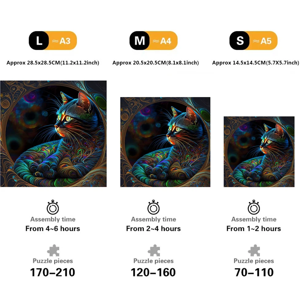 Katzen-Holzpuzzles für Erwachsene, einzigartige geformte Teile, perfektes Geschenk mit Paket, lustige Familienspiele, Heimdekoration