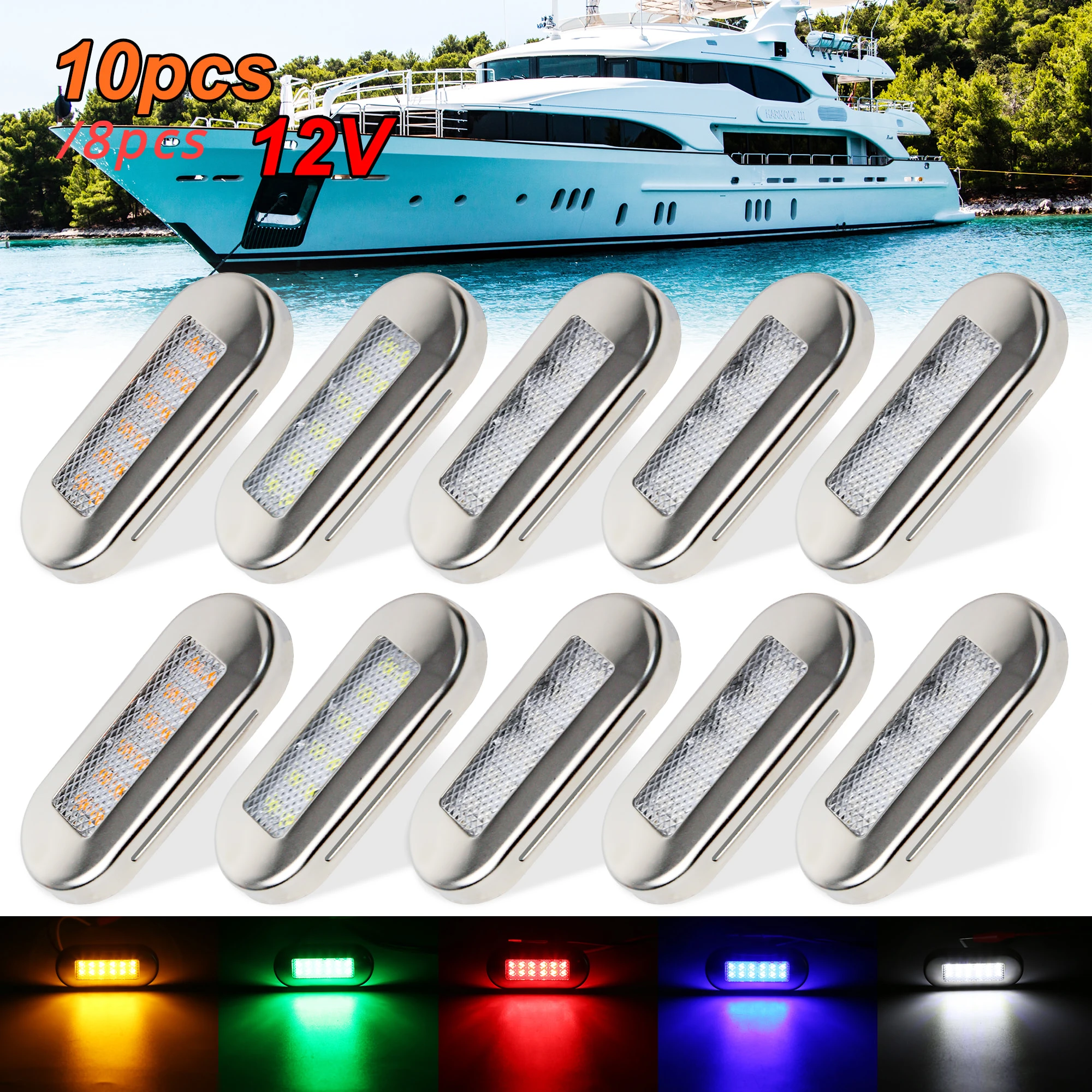 10Pcs 12-24V LED Side Marker Light Indicator Lamp for Car Truck Trailer Caravan Van