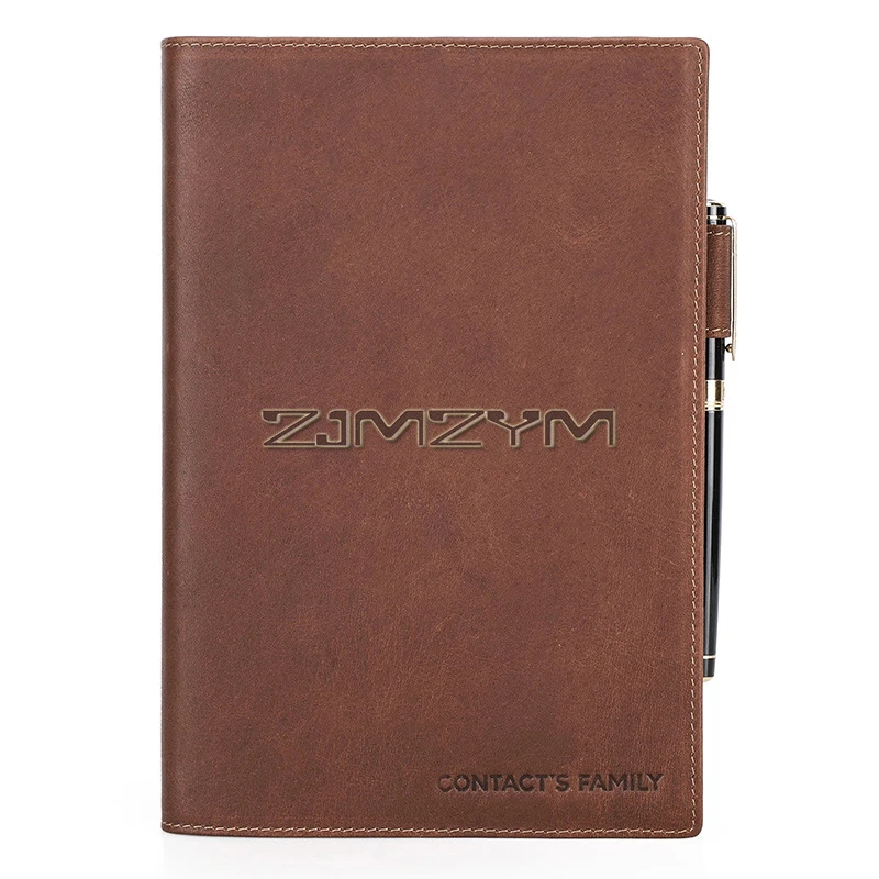 Journal Cover Compatible with A5 (21x14.3cm) with Pen Holder, Refillable Case, Personal Planner, Full Grain Leather, Brown