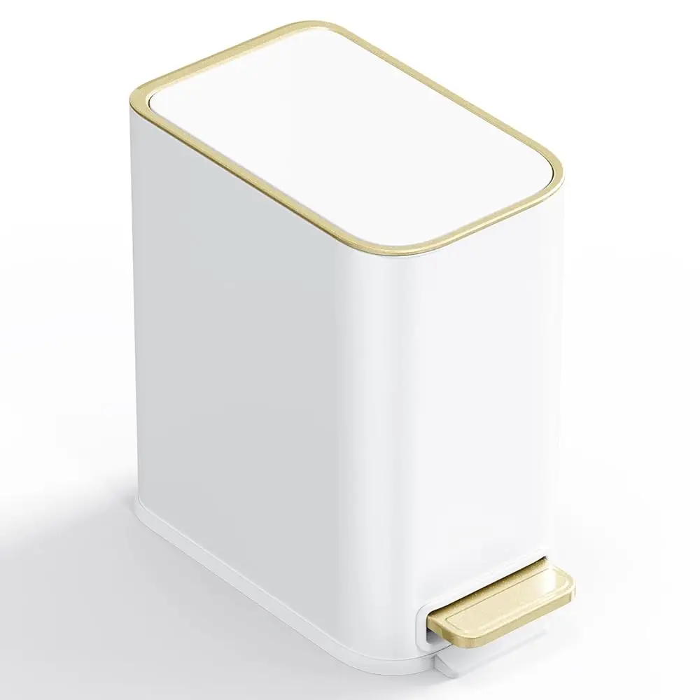 

Small Bathroom Trash Can with Lid Soft Close, 5L / 1.3 Gallon Slim Garbage Can with Removable Inner Bucket, Step Stainless St