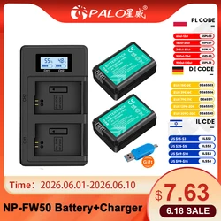 PALO 2250mAh NP-FW50 NP FW50 Battery + LCD USB Dual Charger for Sony Alpha A6000 A6400 A6300 A6500 A7 A7II A7RII A7SII A7S A7S2