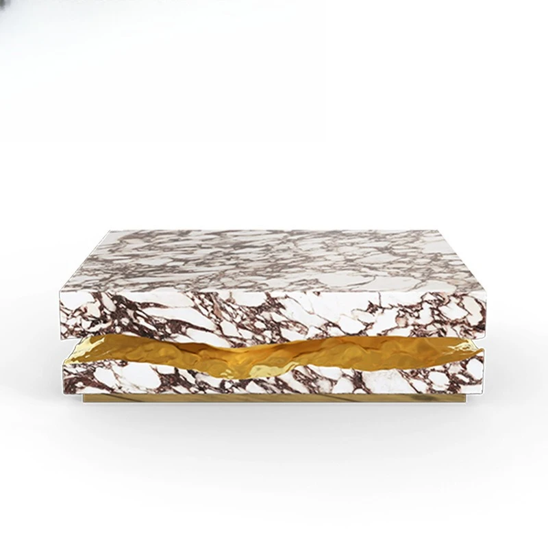 

Italian living room home designer villa square art light luxury high-end marble coffee table