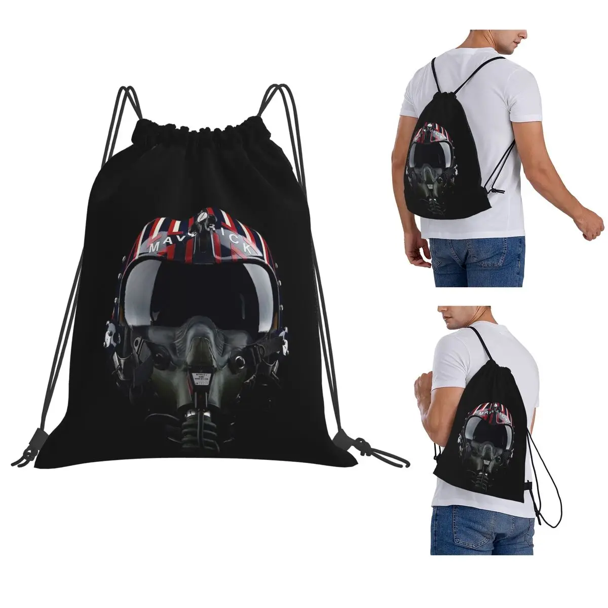 Steampunk Pilot Air Fighter Helmet Backpacks Multi-function Drawstring Bundle Pocket Sports Bag Book Bags for Man Woman Students
