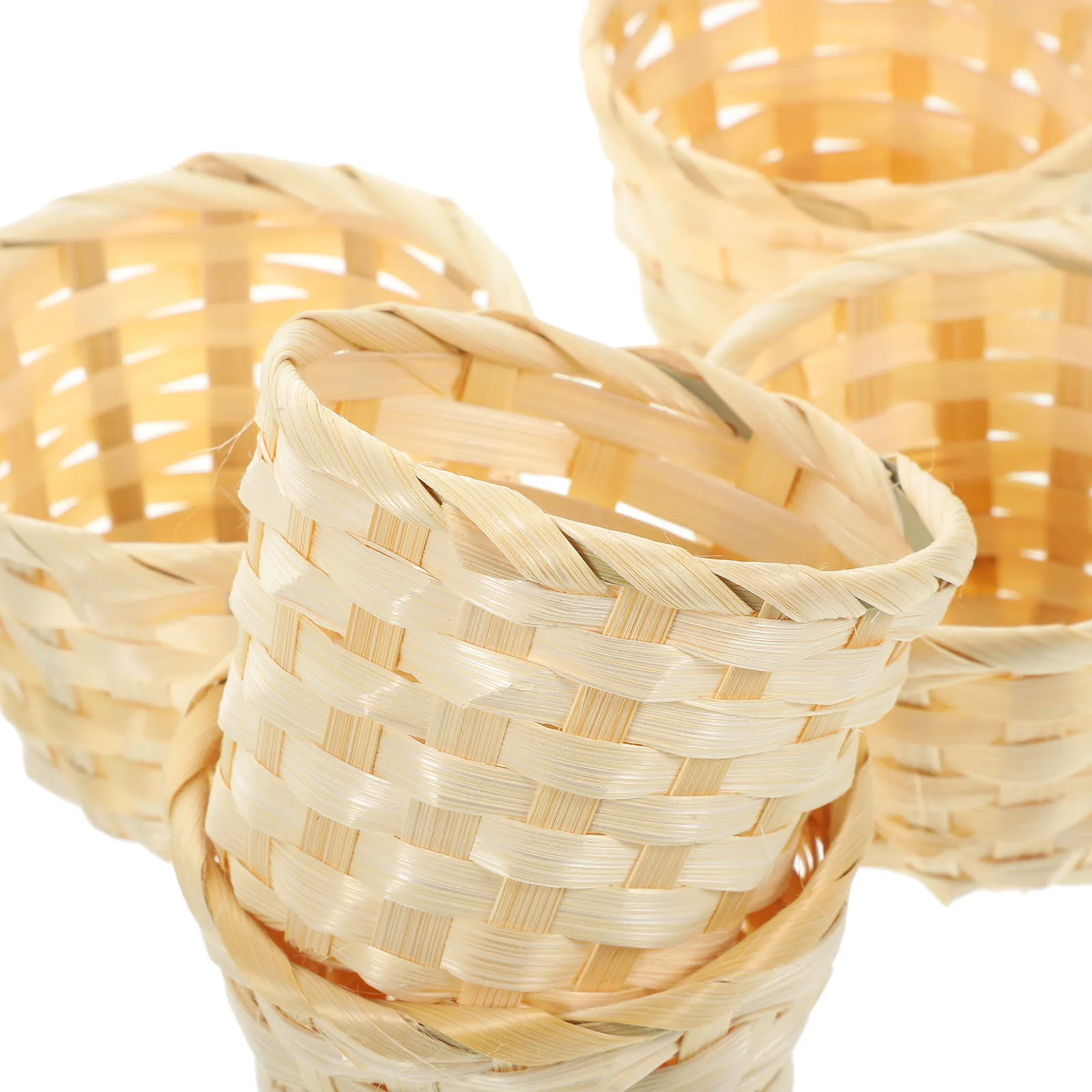 

5Pcs Woven Bamboo Storage Basket Multi Purpose Fruit and Bread Container Ideal Home Kitchen Organizing Solution