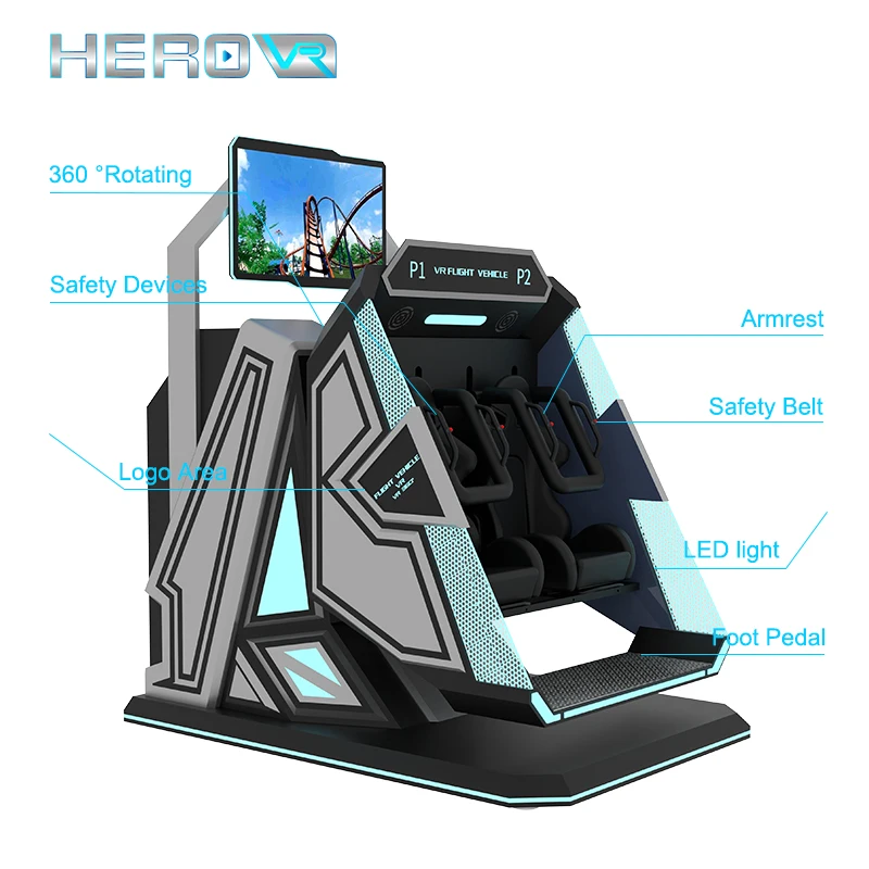 HEROVR Amusement Ride Park Immersive Full Motion Virtual Reality Racing 360 9D VR Flight Simulator