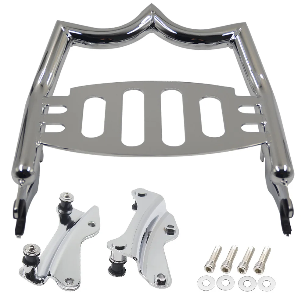 

Motorcycle Parts Black Solid Steel Crown Style Luggage Rack&Docking Hardware Kits for Harley Road King Road Glide 2009-2024