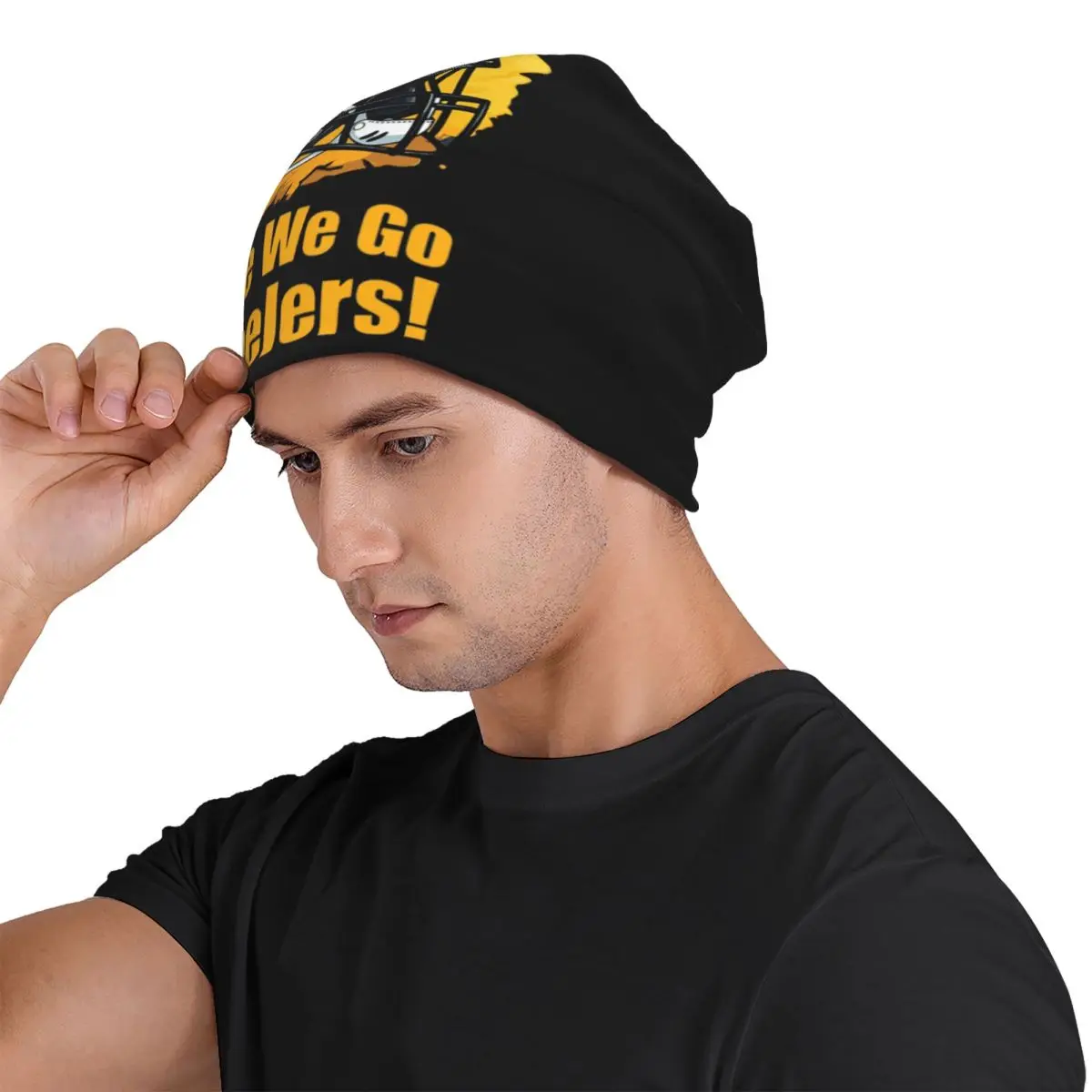 قبعات Steeler Logo Skullies Beanies دافئة للخريف والشتاء في الهواء الطلق قبعة محبوكة قبعات بونيه للرجال والنساء والكبار #4