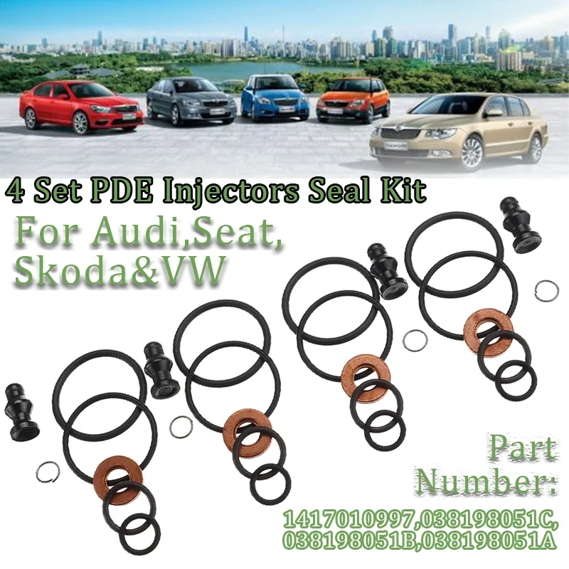 4Set Pd Injector Seals Bolts Auto Fuel Injector Seal Set Replacement For Audi Vw 1.4 Tdi 1.9 Tdi 2.0 Tdi Bosch  038198051C