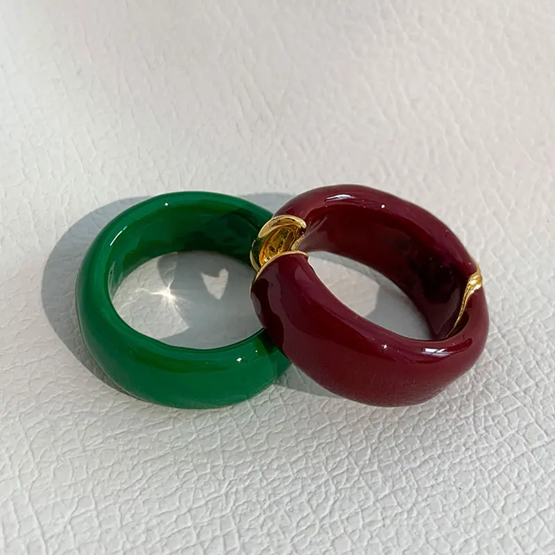 Personality Trendy Enamel Gold Color Ladies Wedding Rings Gifts Wholesale Hand Jewellery Accessories Never Fade