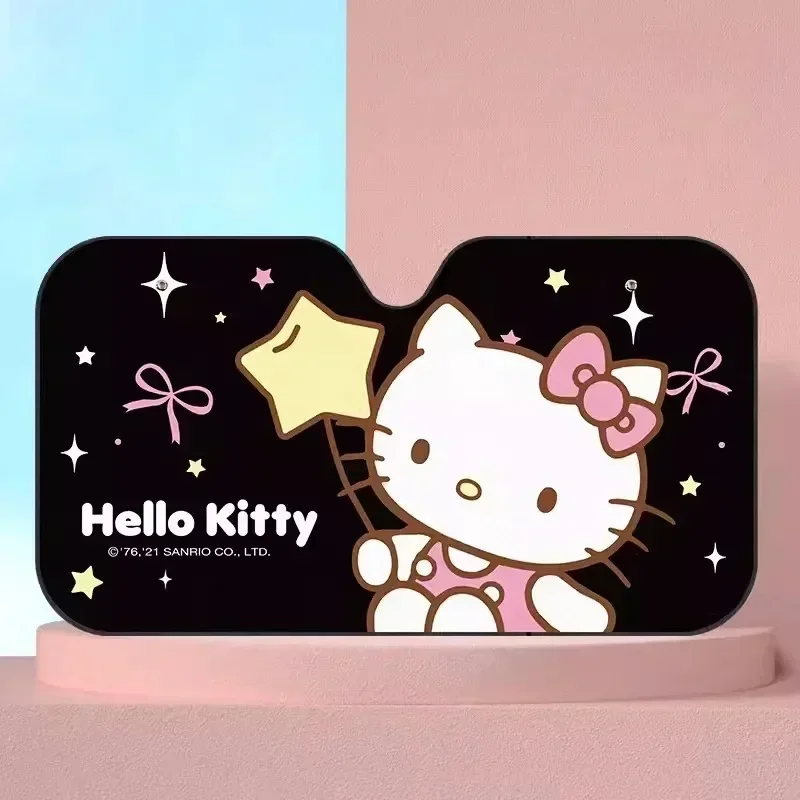 Sanrio Hello Kitty Sun Visor Anime Character Kuromi My Melody Accessories Car Front Glass Insulation Pad New Kawaii Decoration