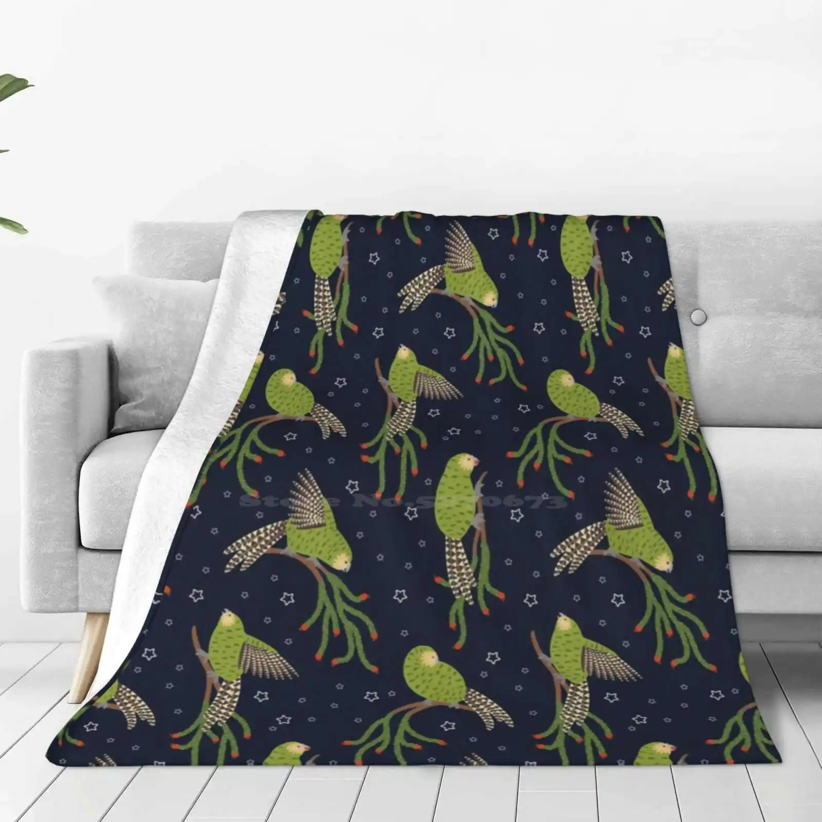 Kakapo And Rimu Shaggy Throw Soft Warm Blanket Sofa/Bed/Travel Love Gifts Kakapo Rimu Kiwiana Nz New Zealand Bird Parrot