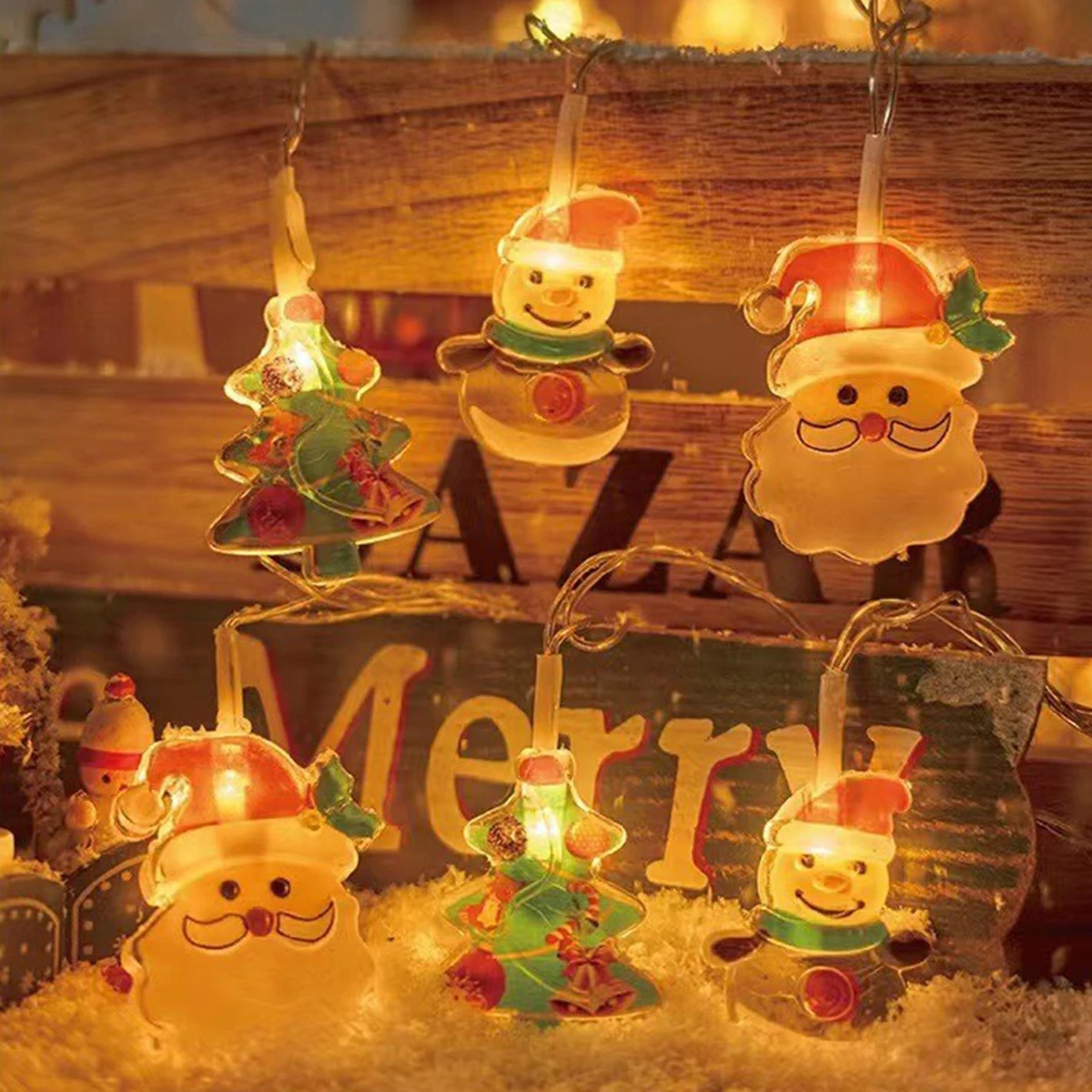 Luci natalizie a LED da 1,5 m Illuminazione Decorazione leggera Decorazioni Lampade da giardino calde per esterni Casa Babbo Natale colorato