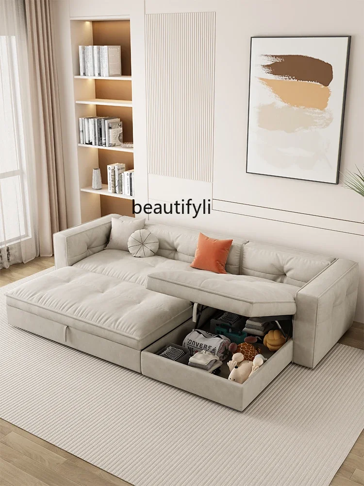 02 Divan Faux Leather Foldable Dual-Purpose Living Room Imperial Concubine Multi-Functional Storage Cat Scratching Cloth Sofa Be