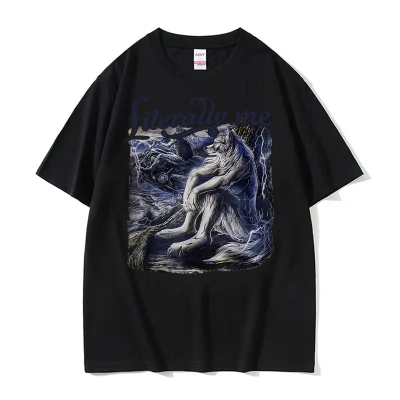 

New men's T-shirt with sit wolf literal meaning funny meme pattern print Harajuku round neck pullover style short sleeve unisex