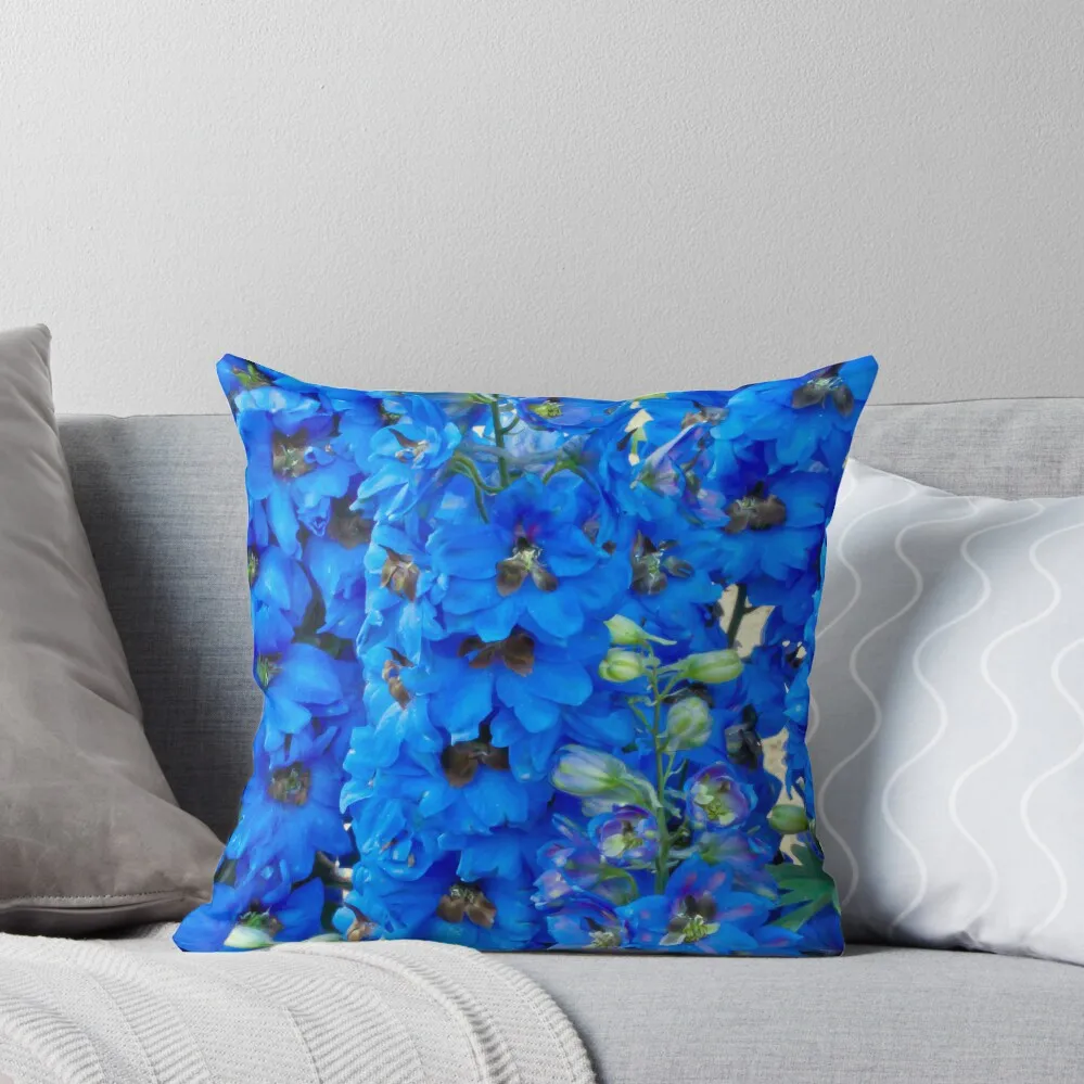 

Blue, Blue Delpheniums Throw Pillow Custom Cushion Sofa Cushion Pillow Case pillow