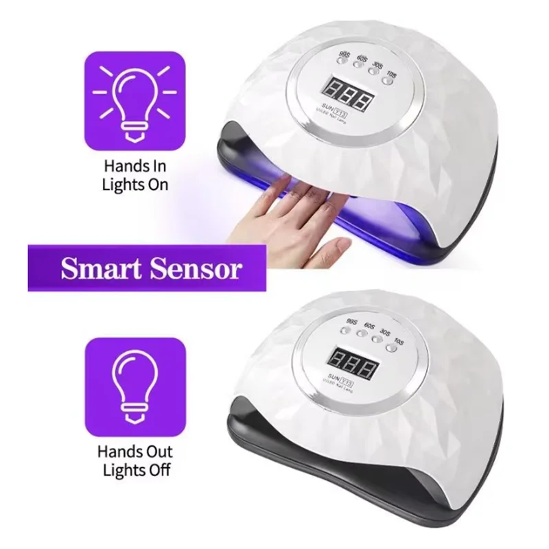 เครื่องอบเล็บ UV LED ระดับมืออาชีพ พร้อมหลอด LED 60 ดวง อุปกรณ์เลเซอร์รักษาเชื้อราเล็บ ตัวตั้งเวลา จอ LCD เซ็นเซอร์อินฟราเรด บำบัดด้วยแสงสำหรับทำเล็บ