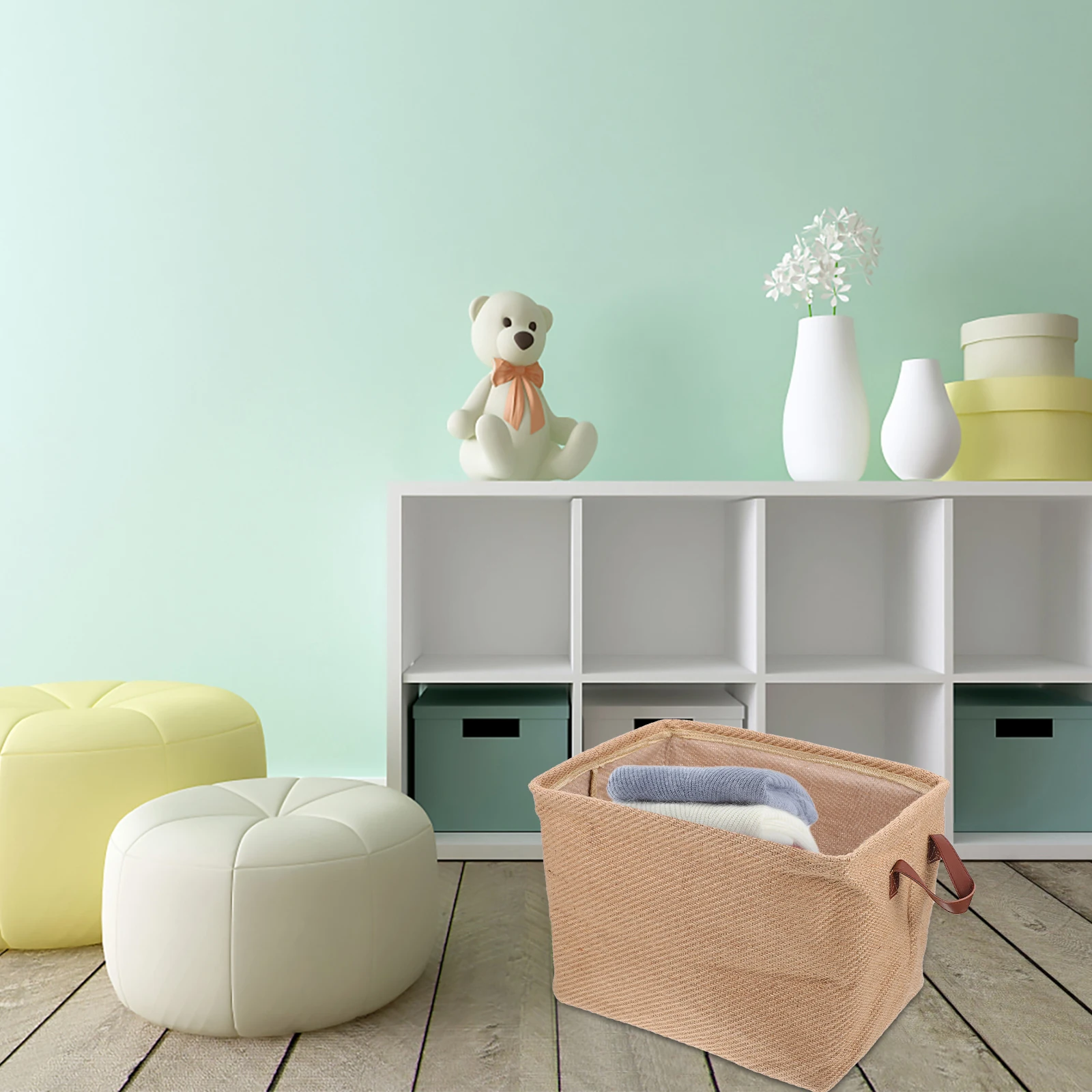 

Foldable Large Capacity Jute Storage Basket Clothes Sundries Organizer Household Storage Box Wardrobe Basket