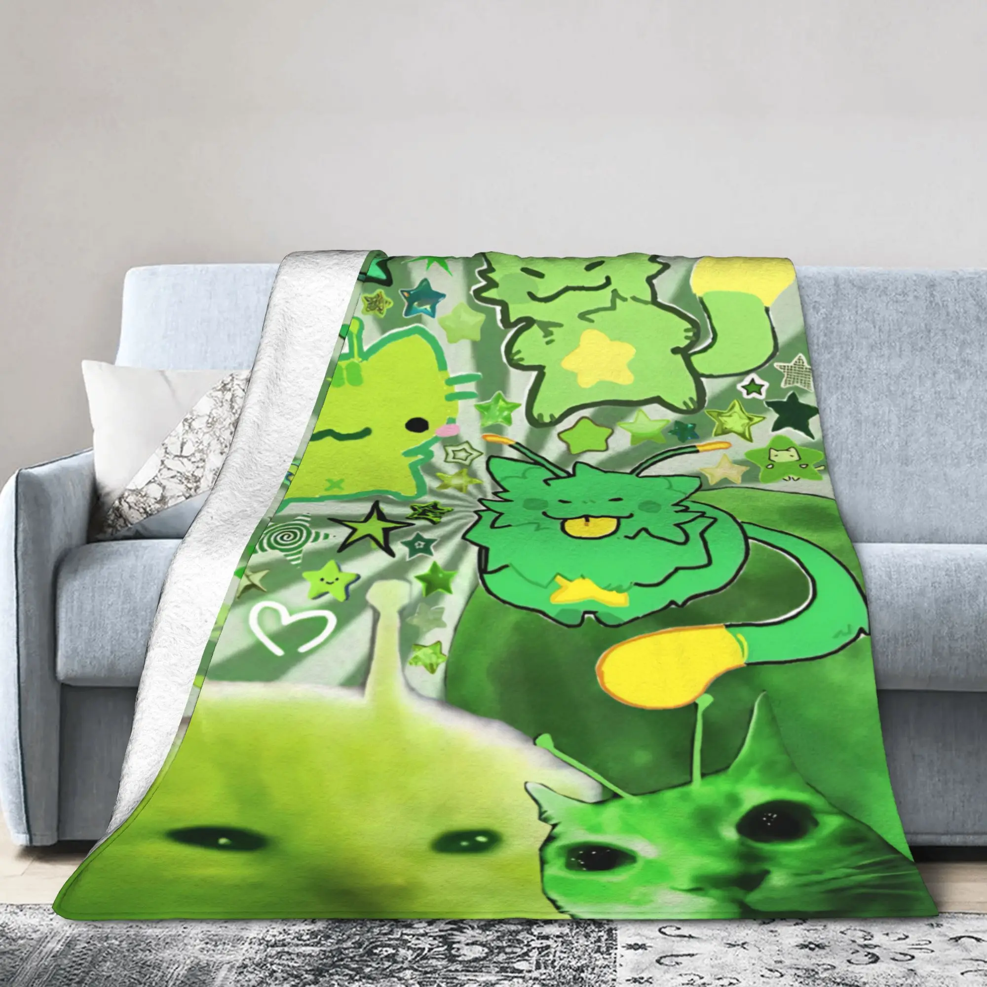 New Arrival Alien Cat cats Blanket Soft Fleece  Relax Throw Blankets Machine Washable