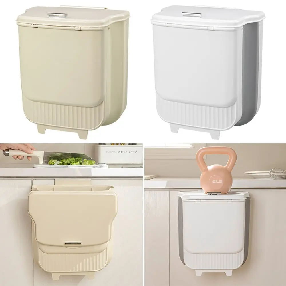 Gifts Wall-mounted Trash Can Folding Large Capacity Kitchen Recycling Garbage Basket with Lid Garbage Storage Box