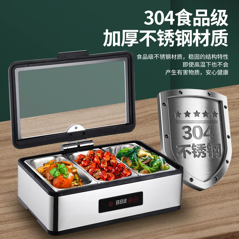 Stainless steel buffet insulation stove 304 touch electric heating hydraulic visible Buffy stove Hotel canteen breakfast stove