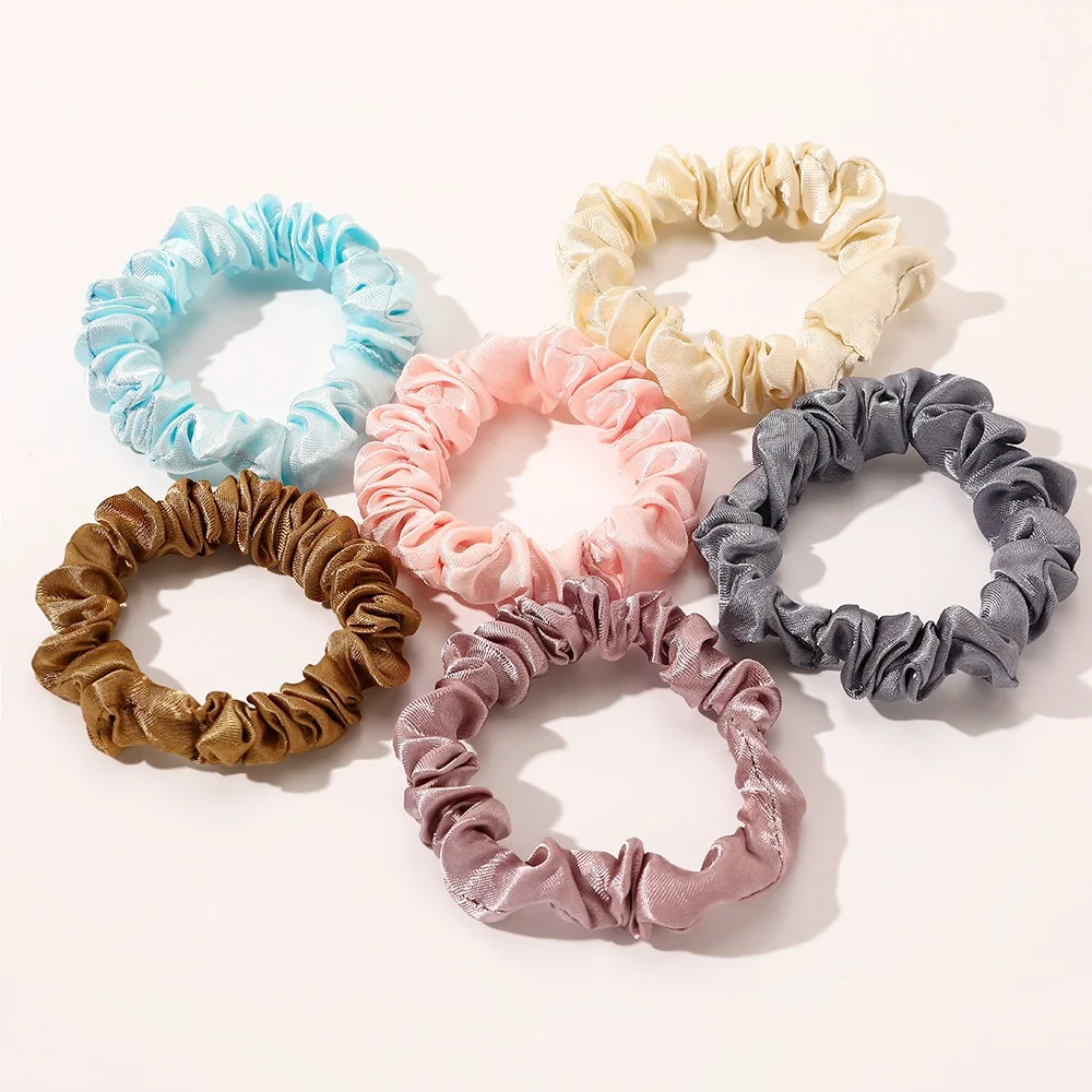 1PC Silk Satin Scrunchies Women Solid Color Hair Rope Elegant Ponytail Holder Rubber Band Elastic Hairband Hair Accessories