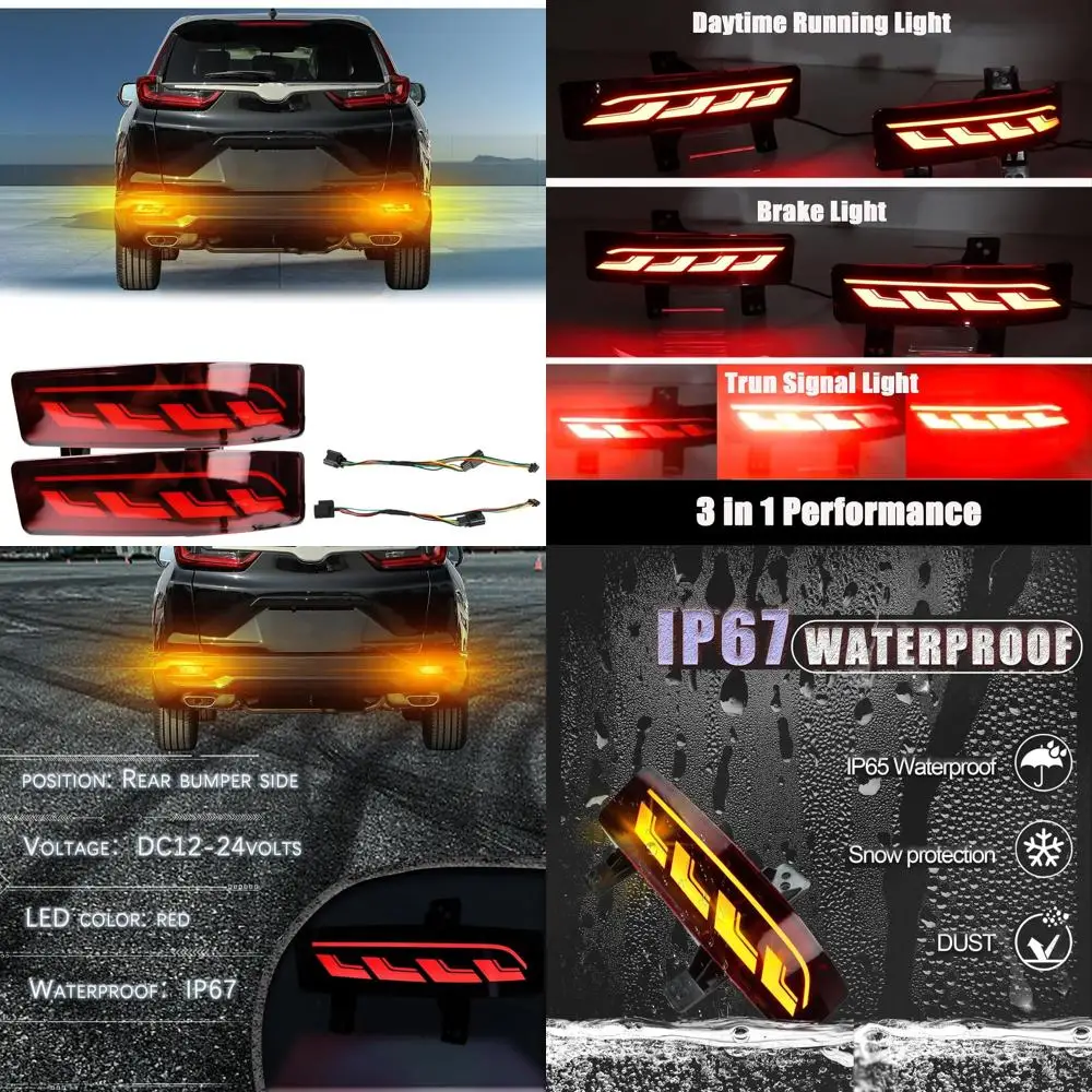 

Honda CR-V 2020-2022 Комплект светодиодных противотуманных фар заднего бампера с поворотными, тормозными и дневными ходовыми огнями, комплект из 2 шт., Plug & Play