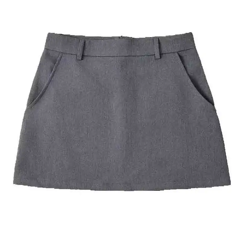 UETEEY Women Fashion Solid Back Zipper A-Line Mini Skirt Vintage High Waist Female Chic Lady Skirts