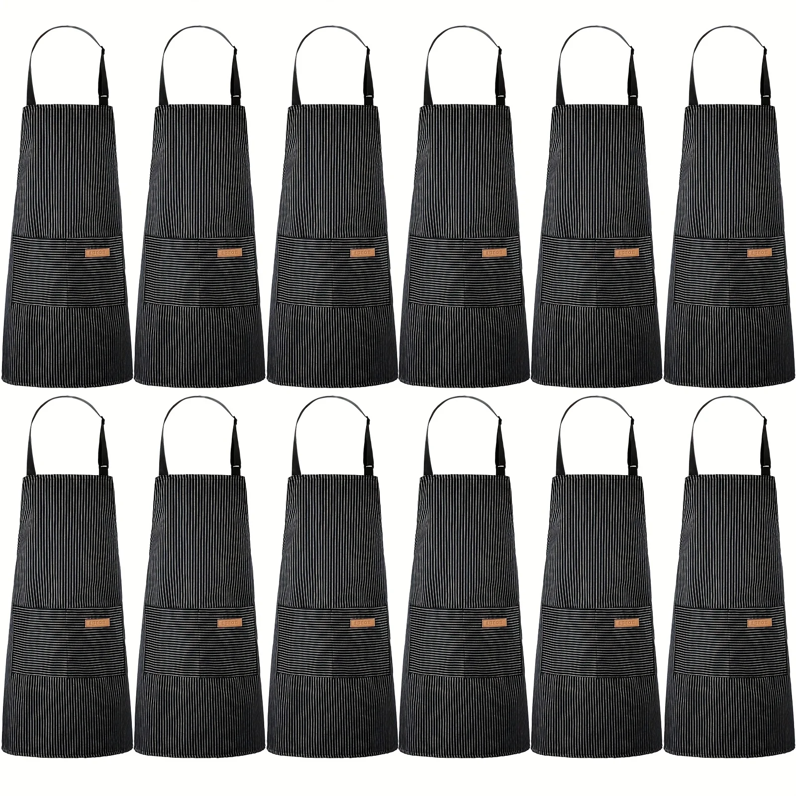 

12pcs Cooking Kitchen Apron Soft Chef Kitchen Apron with Pocket Polyester Adjustable Bib Apron for Women Men Valentines Day Gift