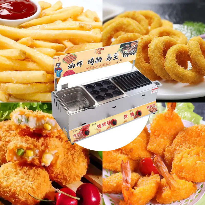 All-in-one machine Commercial gold crispy sausage grill machine Stall fryer Oden cooking machine