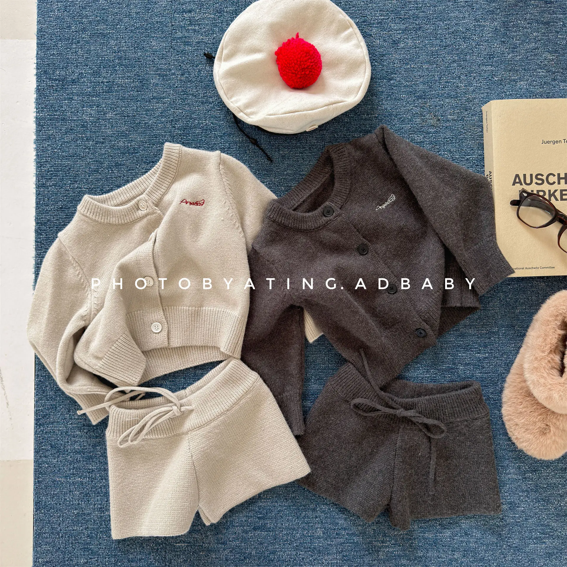 2026 Autumn New Children Long Sleeve Sweater Set Fashion Girls Knit Cardigan + Shorts 2pcs Suit Kids Knitwear Toddler Outfits